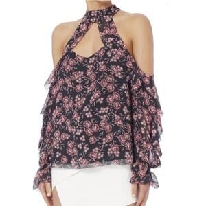 Intermix 100% Silk Floral Front Cutout Top Blouse